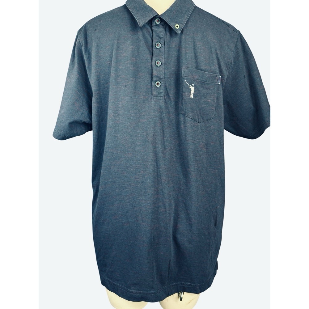 William Murray Classic Solid Short Sleeve Golf Polo Shirt Men's Large Navy Blue